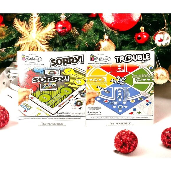 Set of 2 Colorforms Hasbro Classic Board Games SORRY & TROUBLE Brand New  aaa - Picture 1 of 16